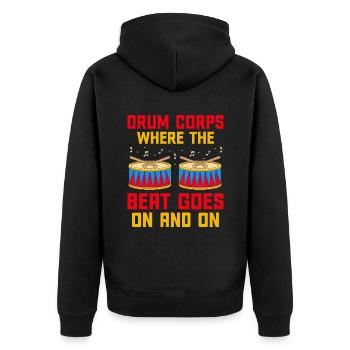 Drum Corps Marching Band Drum Corp Music Percussio - Unisex Premium Bio Zip Hoodie - Schwarz - Hinten - Nico (187cm)