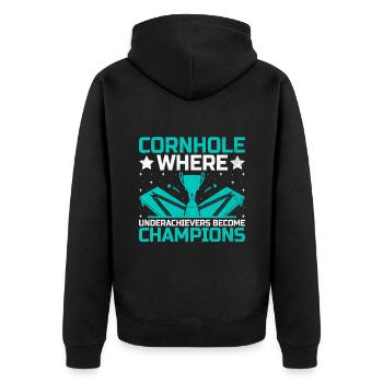 Cornhole Spieler Cornhole Sport Lustig Cornhole Be - Unisex Premium Bio Zip Hoodie - Schwarz - Hinten - Nico (187cm)