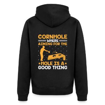 Cornhole Spieler Cornhole Sport Lustig Cornhole Be - Unisex Premium Bio Zip Hoodie - Schwarz - Hinten - Nico (187cm)