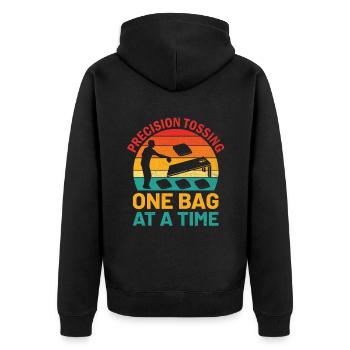 Cornhole Spieler Cornhole Sport Lustig Cornhole Be - Unisex Premium Bio Zip Hoodie - Schwarz - Hinten - Nico (187cm)