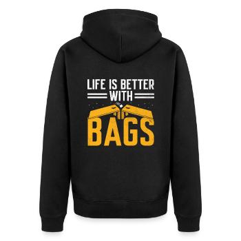 Cornhole Spieler Cornhole Sport Lustig Cornhole Be - Unisex Premium Bio Zip Hoodie - Schwarz - Hinten - Nico (187cm)