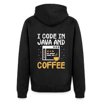 Coffee Coding Programmer Coder Developer Nerd Coff - Unisex Premium Organic Zip Hoodie - black - Back - Nico (187cm)