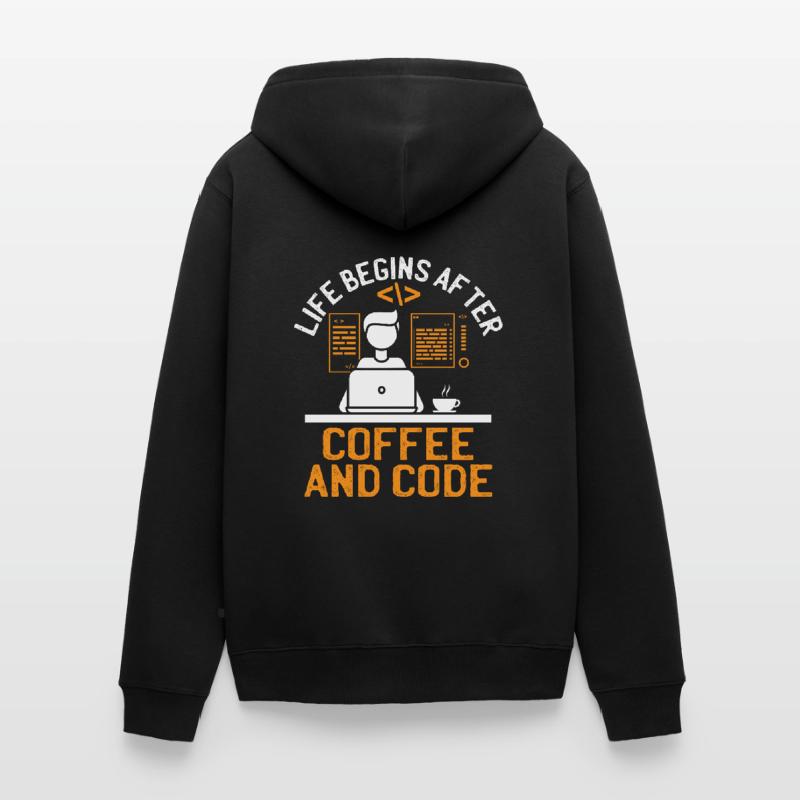 Kaffee-Codierung Programmierer Programmierer Entwickler Nerd Coff Unisex Premium Bio Zip Hoodie