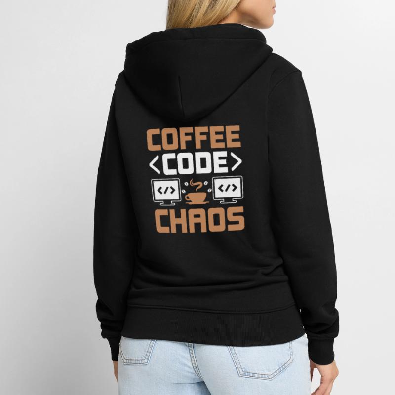 Café Codage Programmeur Codeur Développeur Nerd Coff Veste à capuche bio Premium Unisexe
