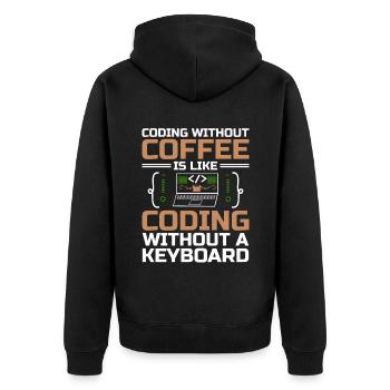 Kaffee-Codierung Programmierer Programmierer Entwickler Nerd Coff - Unisex Premium Bio Zip Hoodie - Schwarz - Hinten - Nico (187cm)