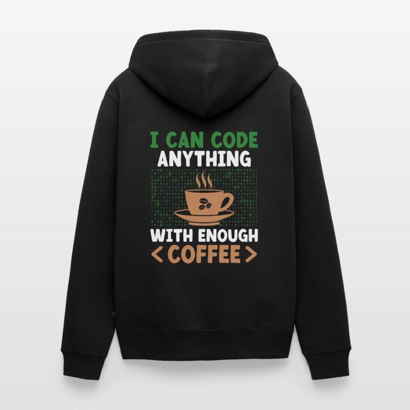 Kaffee-Codierung Programmierer Programmierer Entwickler Nerd Coff Unisex Premium Bio Zip Hoodie