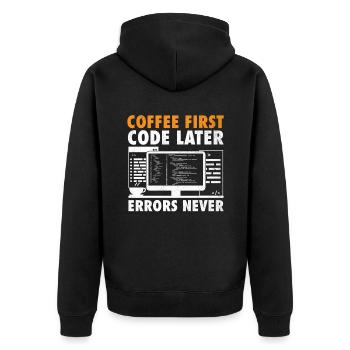 Café Codage Programmeur Codeur Développeur Nerd Coff - Veste à capuche bio Premium Unisexe - noir - Dos - Nico (187cm)