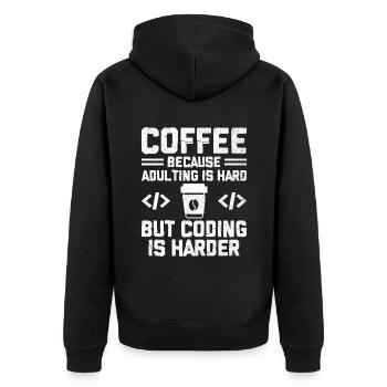 Café Codage Programmeur Codeur Développeur Nerd Coff - Veste à capuche bio Premium Unisexe - noir - Dos - Nico (187cm)