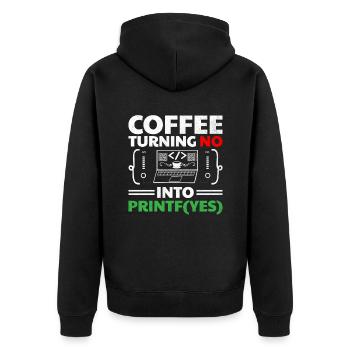Kaffee-Codierung Programmierer Programmierer Entwickler Nerd Coff - Unisex Premium Bio Zip Hoodie - Schwarz - Hinten - Nico (187cm)