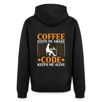 Café Codage Programmeur Codeur Développeur Nerd Coff - Veste à capuche bio Premium Unisexe - noir - Dos - Nico (187cm)