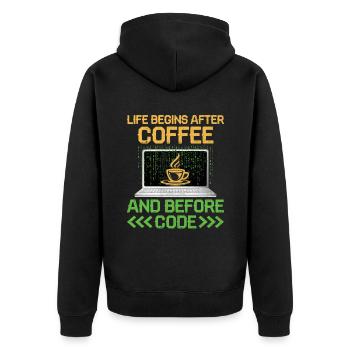 Café Codage Programmeur Codeur Développeur Nerd Coff - Veste à capuche bio Premium Unisexe - noir - Dos - Nico (187cm)