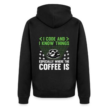 Café Codage Programmeur Codeur Développeur Nerd Coff - Veste à capuche bio Premium Unisexe - noir - Dos - Nico (187cm)