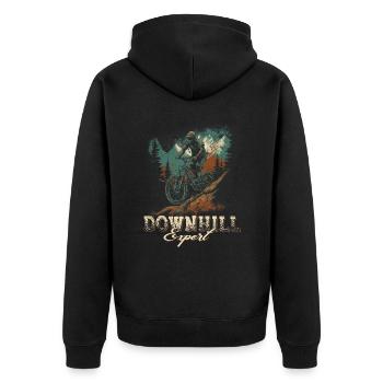 The mountains call the downhill expert - Unisex Premium Organic Zip Hoodie - black - Back - Nico (187cm)