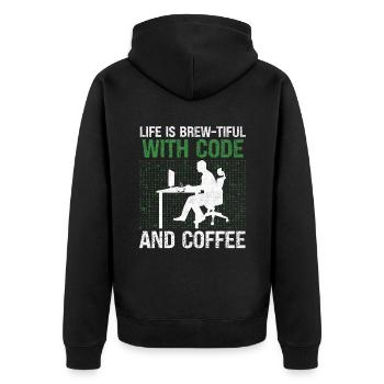 Café Codage Programmeur Codeur Développeur Nerd Coff - Veste à capuche bio Premium Unisexe - noir - Dos - Nico (187cm)