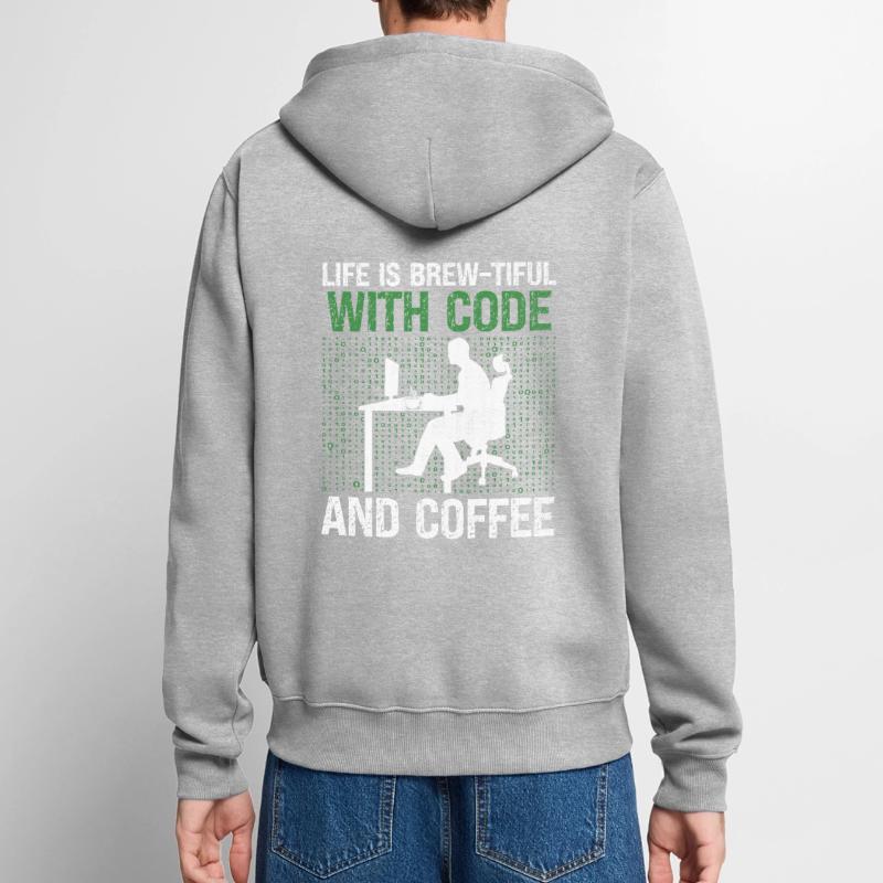 Kaffee-Codierung Programmierer Programmierer Entwickler Nerd Coff Unisex Premium Bio Zip Hoodie