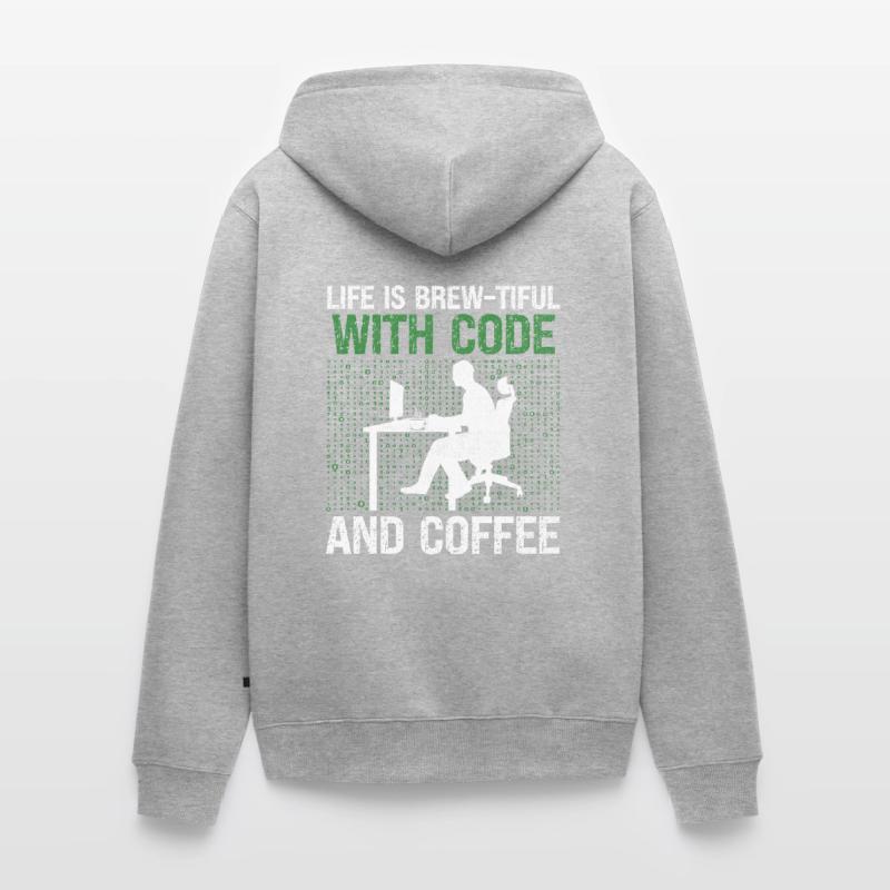 Kaffee-Codierung Programmierer Programmierer Entwickler Nerd Coff Unisex Premium Bio Zip Hoodie