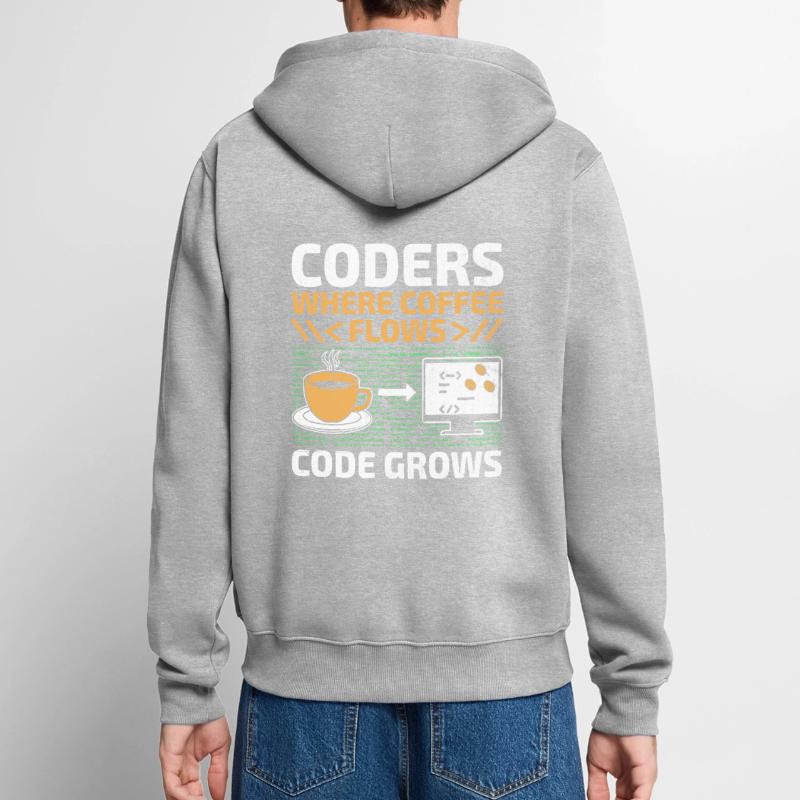 Kaffee-Codierung Programmierer Programmierer Entwickler Nerd Coff Unisex Premium Bio Zip Hoodie