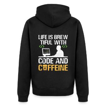 Café Codage Programmeur Codeur Développeur Nerd Coff - Veste à capuche bio Premium Unisexe - noir - Dos - Nico (187cm)