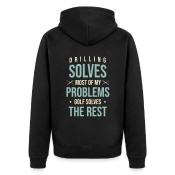 Bohren löst die meisten meiner Probleme Golf löst - Unisex Premium Bio Zip Hoodie - Schwarz - Hinten - Nico (187cm)