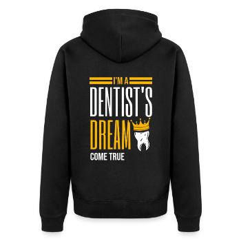 Ich bin der Traum eines Zahnarztes, der wahr wird Zahnarzt Dental Den - Unisex Premium Bio Zip Hoodie - Schwarz - Hinten - Nico (187cm)