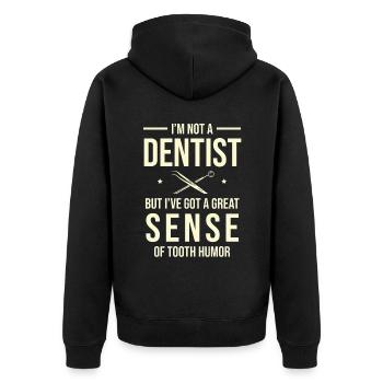 Je ne suis pas dentiste, mais j’ai un bon sens de la - Veste à capuche bio Premium Unisexe - noir - Dos - Nico (187cm)