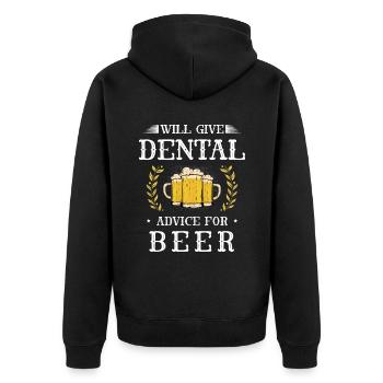 Gibt zahnärztliche Ratschläge für biertrinkenden Zahnarzt - Unisex Premium Bio Zip Hoodie - Schwarz - Hinten - Nico (187cm)
