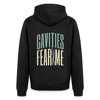 Karies Angst vor mir Zahnarzt Dentalhygieniker Zahnarzt - Unisex Premium Bio Zip Hoodie - Schwarz - Hinten - Nico (187cm)