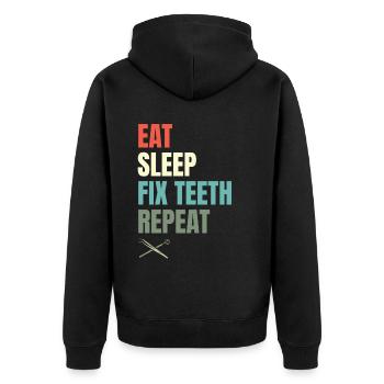 Manger Dormir Réparer les dents Répéter Dentisterie dentaire Dentis - Veste à capuche bio Premium Unisexe - noir - Dos - Nico (187cm)