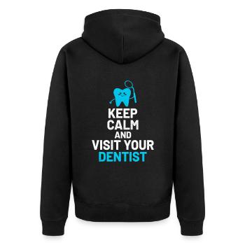 Bewahren Sie Ruhe und besuchen Sie Ihren Zahnarzt Zahnmedizin - Unisex Premium Bio Zip Hoodie - Schwarz - Hinten - Nico (187cm)