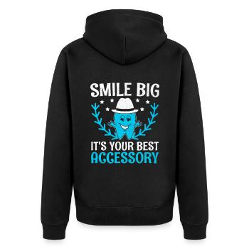 Lächeln Sie groß, es ist Ihr bestes Zubehör Zahnarzt Zahnarzt - Unisex Premium Bio Zip Hoodie - Schwarz - Hinten - Nico (187cm)