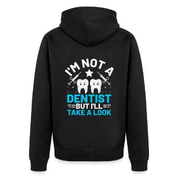 Ich bin kein Zahnarzt, aber ich werfe einen Blick auf die Zahnarzthöhle - Unisex Premium Bio Zip Hoodie - Schwarz - Hinten - Nico (187cm)