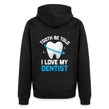 Zahn Sag mir, dass ich meinen Zahnarzt liebe Zahnheilkunde D - Unisex Premium Bio Zip Hoodie - Schwarz - Hinten - Nico (187cm)