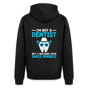 Je ne suis pas dentiste, mais je peux faire briller votre sourire - Veste à capuche bio Premium Unisexe - noir - Dos - Nico (187cm)