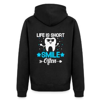 La vie est courte sourire souvent dentiste dentiste dentisterie dentaire - Veste à capuche bio Premium Unisexe - noir - Dos - Nico (187cm)