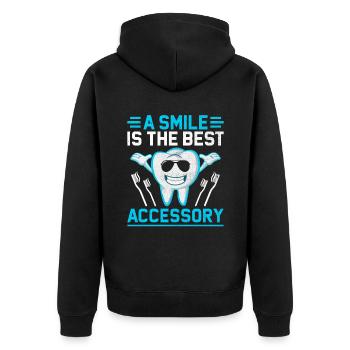 Lächeln ist das beste Zubehör Zahnarzt Zahnarzt - Unisex Premium Bio Zip Hoodie - Schwarz - Hinten - Nico (187cm)