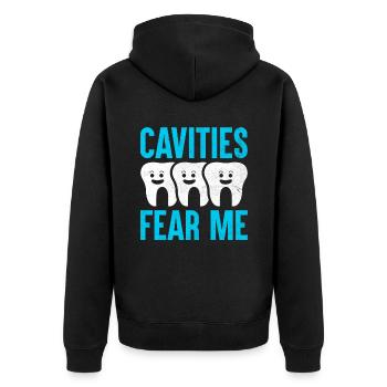 Karies Angst vor mir Zahnarzt Zahnmedizin Zahnärzte - Unisex Premium Bio Zip Hoodie - Schwarz - Hinten - Nico (187cm)