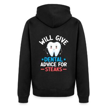 Wird zahnärztliche Ratschläge für Steaks geben Zahnarzt Dental - Unisex Premium Bio Zip Hoodie - Schwarz - Hinten - Nico (187cm)