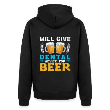 Wird zahnärztliche Ratschläge für Bierzahnarzt Dental De geben - Unisex Premium Bio Zip Hoodie - Schwarz - Hinten - Nico (187cm)