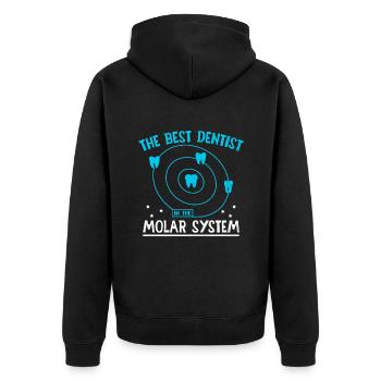 The Best Dentist In The Molar System Dental Dentis - Unisex Premium Organic Zip Hoodie - black - Back - Nico (187cm)