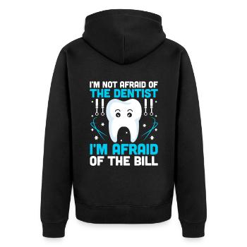 Ich habe keine Angst vor dem Zahnarzt Ich habe Angst vor dem Bi - Unisex Premium Bio Zip Hoodie - Schwarz - Hinten - Nico (187cm)