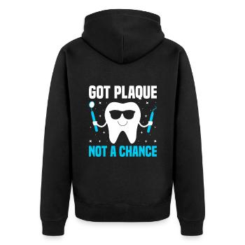 Habe Plaque keine Chance Zahnarzt Zahnmedizin Dental D - Unisex Premium Bio Zip Hoodie - Schwarz - Hinten - Nico (187cm)