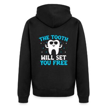 Der Zahn wird Sie befreien Zahnarzt Zahnarzt - Unisex Premium Bio Zip Hoodie - Schwarz - Hinten - Nico (187cm)