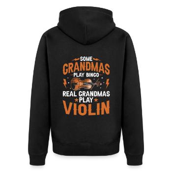 Certaines grands-mères jouent au bingo De vraies grands-mères jouent du violon - Veste à capuche bio Premium Unisexe - noir - Dos - Nico (187cm)