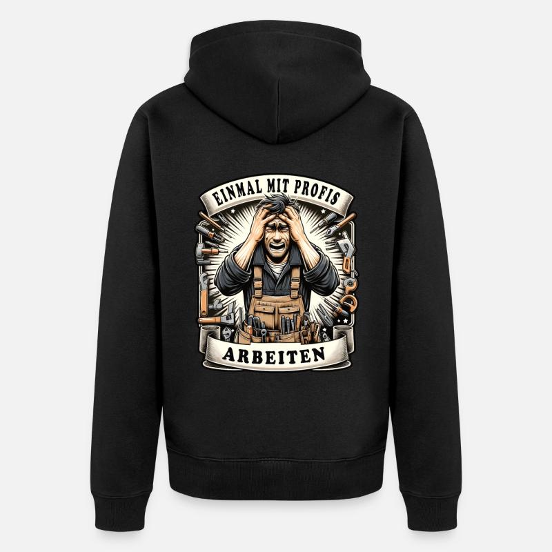 Einmal mit Profis Arbeiten Schreiner - Unisex Premium Bio Zip Hoodie - Schwarz