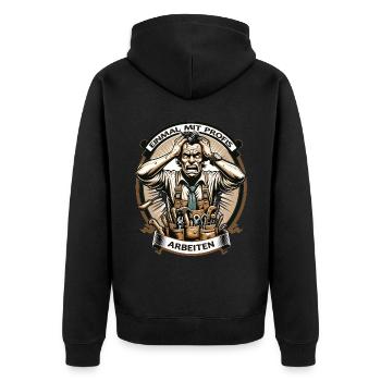 Einmal mit Profis Arbeiten Schreiner - Unisex Premium Bio Zip Hoodie - Schwarz - Hinten - Nico (187cm)