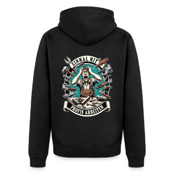 Handwerker Einmal Mit Profis Arbeiten - Unisex Premium Bio Zip Hoodie - Schwarz - Hinten - Nico (187cm)