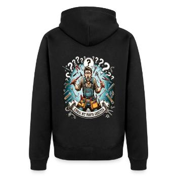Handwerker Einmal Mit Profis Arbeiten - Unisex Premium Bio Zip Hoodie - Schwarz - Hinten - Nico (187cm)