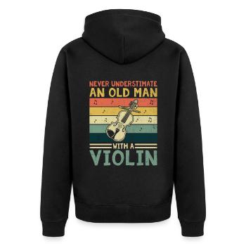 Ne sous-estimez jamais un vieil homme avec un violon Violi - Veste à capuche bio Premium Unisexe - noir - Dos - Nico (187cm)