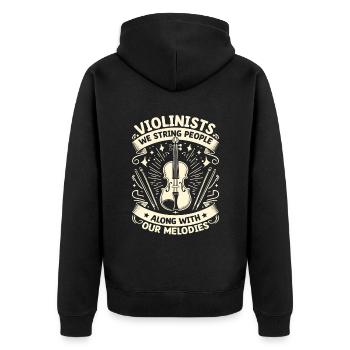 Violonistes, nous cordons les gens avec notre mélodie - Veste à capuche bio Premium Unisexe - noir - Dos - Nico (187cm)