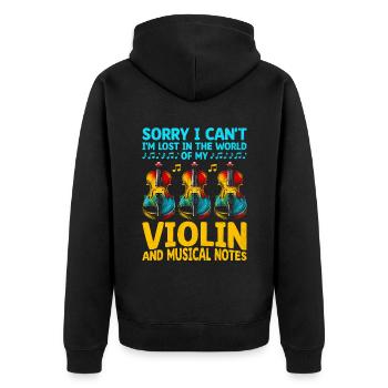 Sorry I Can't I'm Lost In The World Of My Violin V - Unisex Premium Bio Zip Hoodie - Schwarz - Hinten - Nico (187cm)